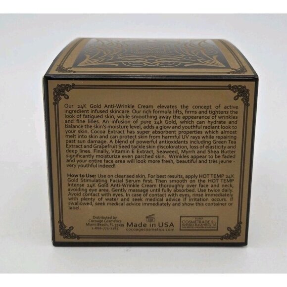 Coco Age Cosmetics 1oz 24K Gold Anti-Wrinkle Cream NEW - Picture 4 of 10